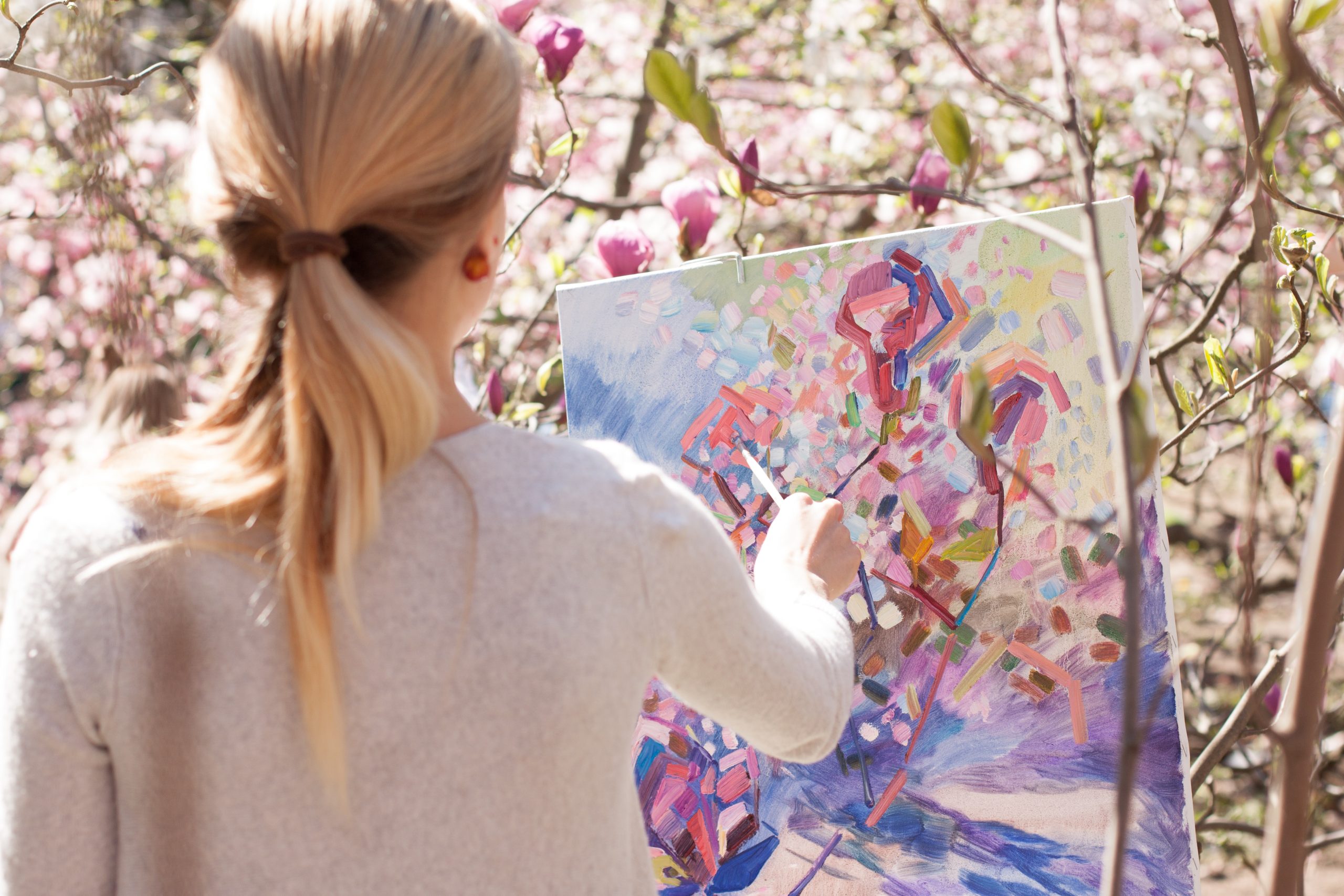 A picture of a girl painting